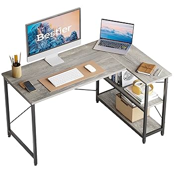 Amazon | Bestier l字デスク パソコンデスク 幅107cm ゲーミング